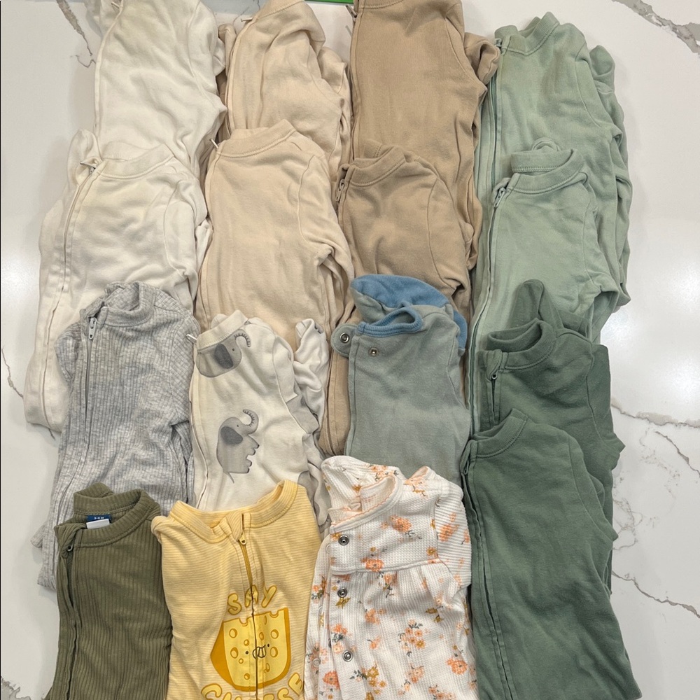 Assorted Baby Onesies Set/Bundle in Neutral Colors, Perfect for Twins, Size 3-6